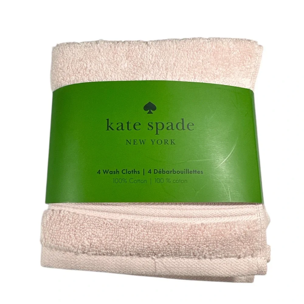 NEW Kate Spade CHALK PINK WASH CLOTHS SET/4